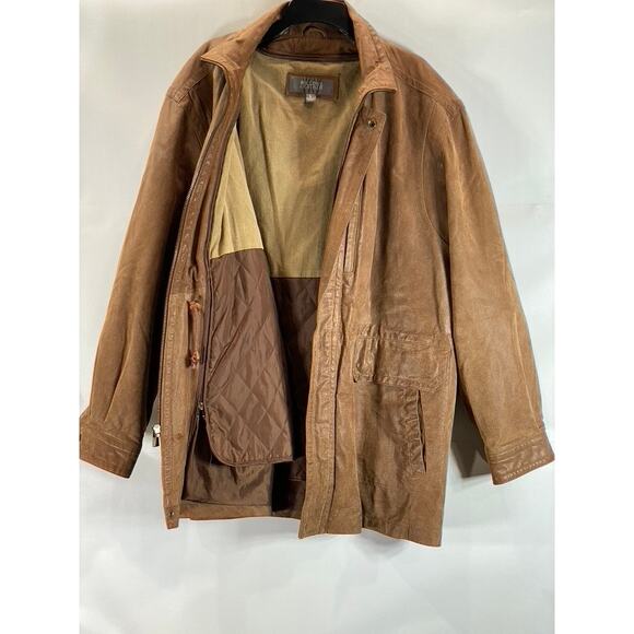 WILSONS LEATHER Men's Vintage Brown Leather Zip-Up Jacket SZ L - Picture 2 of 12